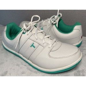 White Athletic Sneakers Green Accents Golf‎ Walking Comfort Shoes Women's 9